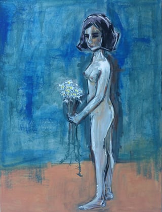 Mit Blumen, stehend